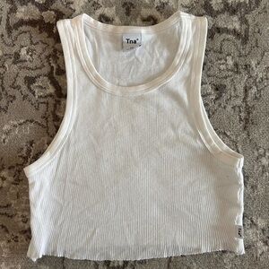 TNA White Ribbed Tank Top